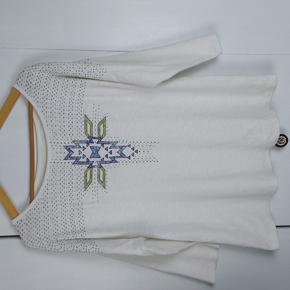 Pendleton  Womens White knit Top Aztec Design  Neutral Sz.M - Picture 1 of 10